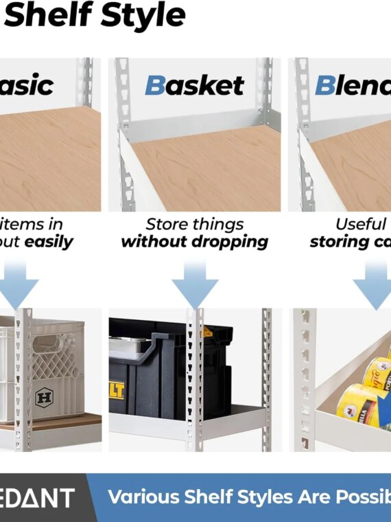 HOMEDANT 5-Tier Adjustable White Metal Shelving Unit, Heavy-Duty & Easy Assembly, Laminated Boards