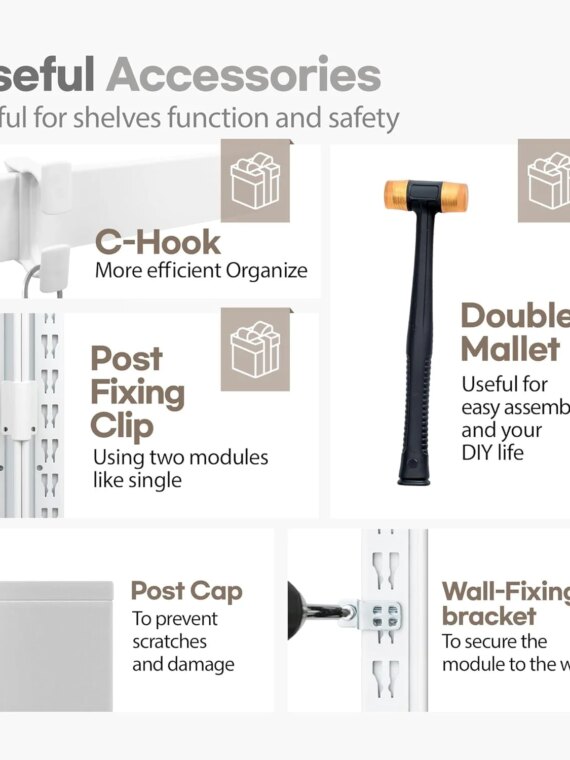 HOMEDANT 5-Tier Laminated Metal Shelving Unit, 24.1" W, Adjustable & Durable, White Matte Finish, Versatile Storage for Home Use