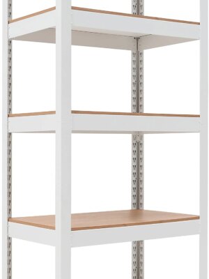 HOMEDANT 5-Tier Laminated Metal Shelving Unit, 24.1" W, Adjustable & Durable, White Matte Finish, Versatile Storage for Home Use