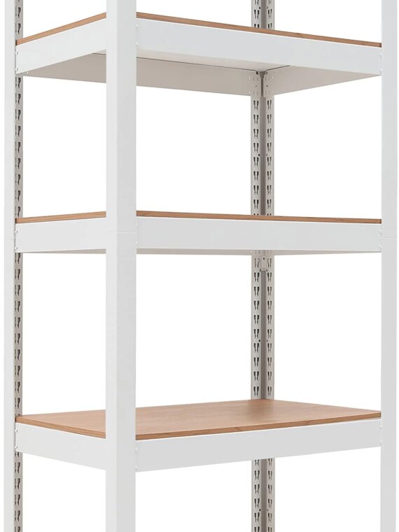 HOMEDANT 5-Tier Laminated Metal Shelving Unit, 24.1" W, Adjustable & Durable, White Matte Finish, Versatile Storage for Home Use