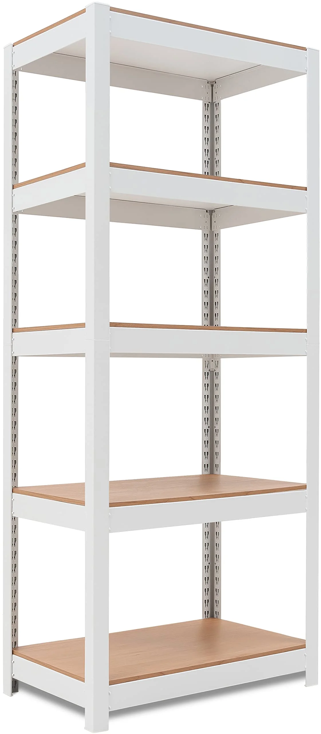 HOMEDANT 5-Tier Laminated Metal Shelving Unit, 24.1" W, Adjustable & Durable, White Matte Finish, Versatile Storage for Home Use