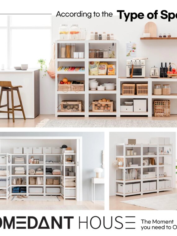 HOMEDANT 5-Tier Laminated Metal Shelving Unit, 24.1" W, Adjustable & Durable, White Matte Finish, Versatile Storage for Home Use