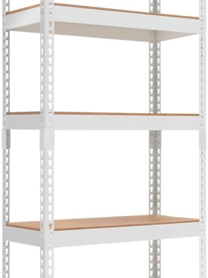 HOMEDANT Adjustable 5-Tier White Metal Shelving Unit, Heavy Duty, Customizable Height, Easy Assembly