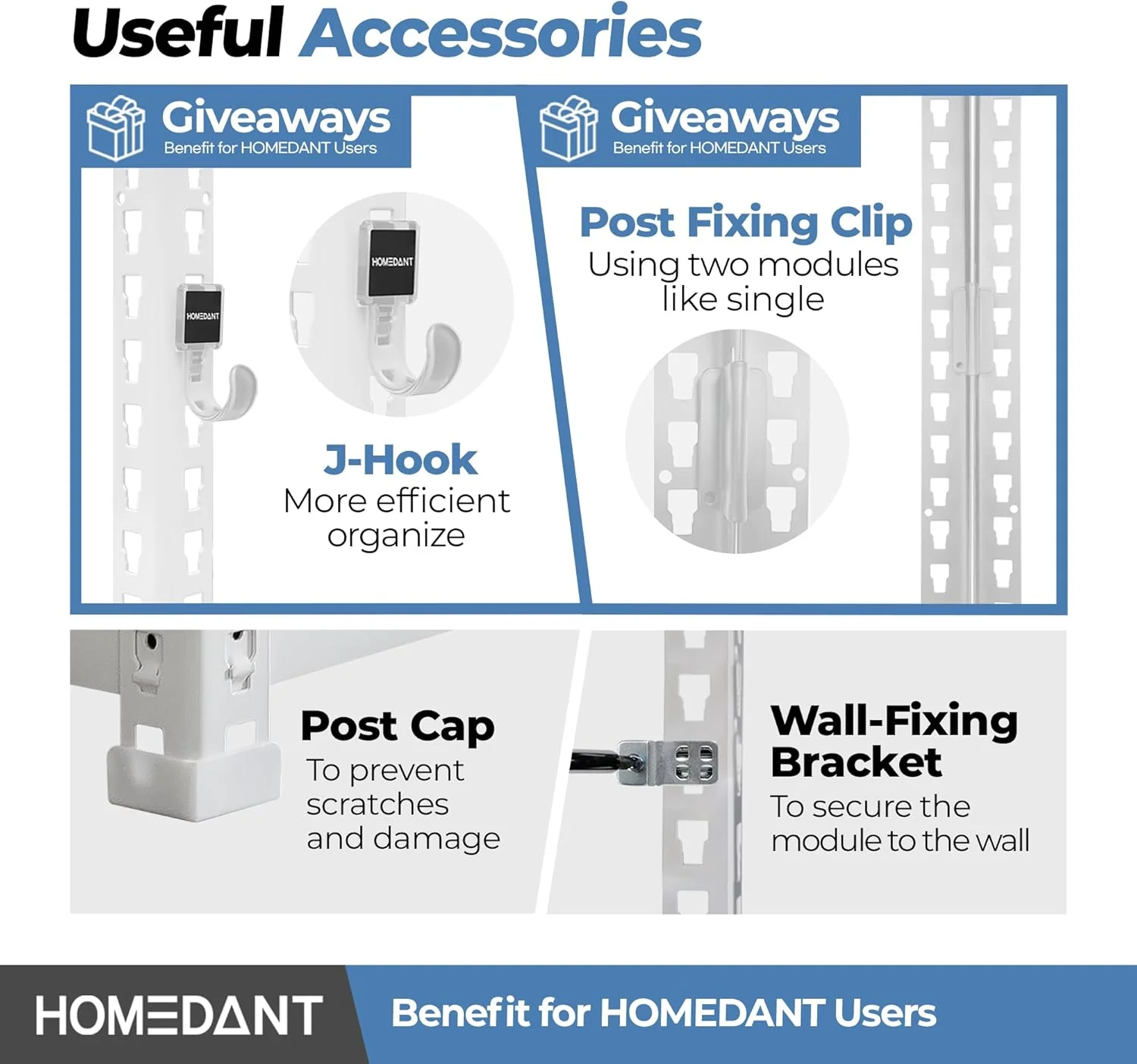HOMEDANT Adjustable 5-Tier White Metal Shelving Unit, Heavy Duty, Customizable Height, Easy Assembly