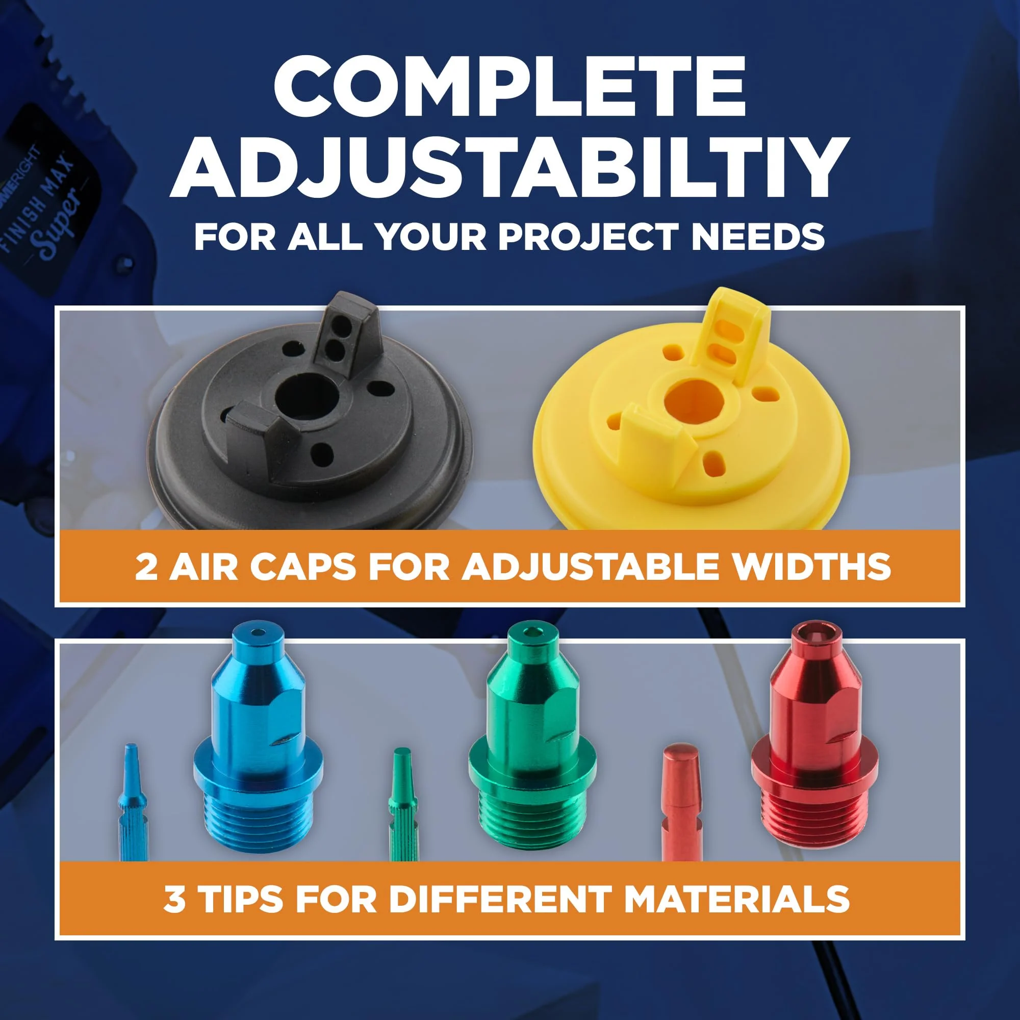 HomeRight Super Finish Max HVLP Paint Sprayer, 450W, Adjustable Spray Patterns, Includes 3 Brass Tips, Ideal for DIY Projects