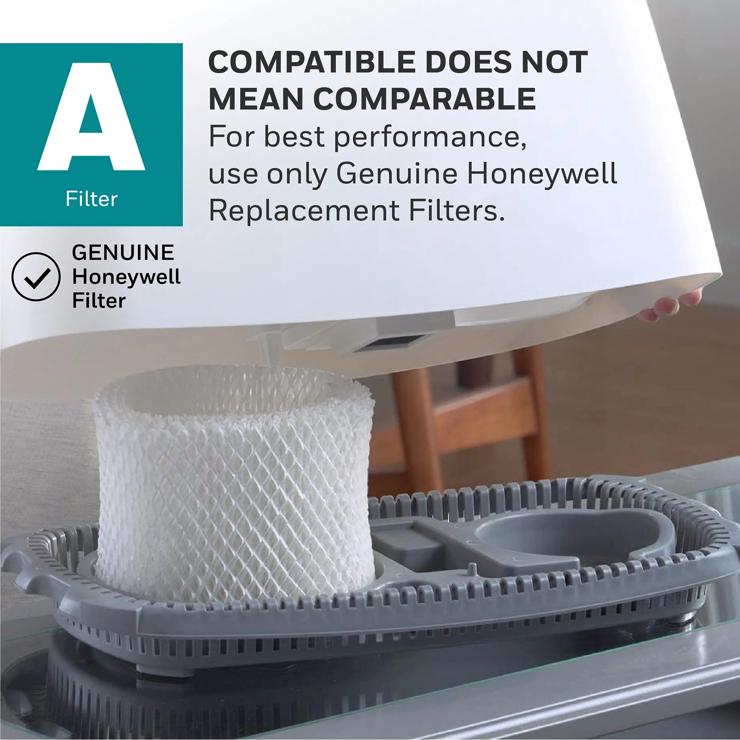 Honeywell Cool Moisture Humidifier for Medium Rooms, 1.1 Gallon Tank, UV Technology, Dishwasher-Safe Parts