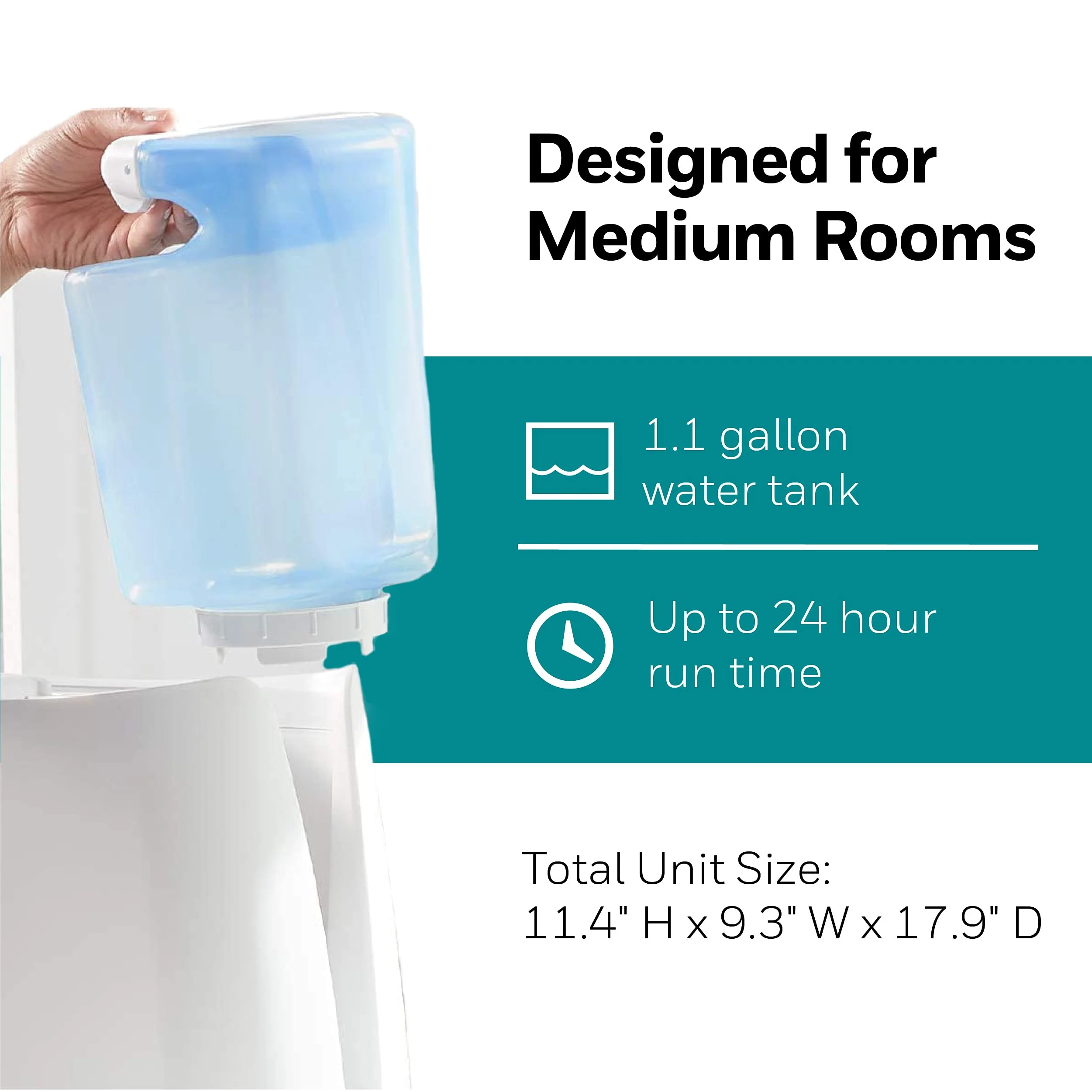 Honeywell HCM 350 Cool Moisture Humidifier, 1.1 Gallon, UV Technology, Medium Room