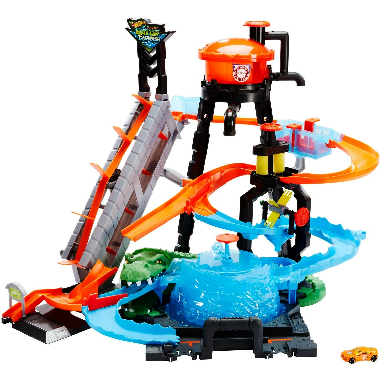 Hot Wheels Ultimate Gator Car Wash Play Set with Color Shifters Car, Ages 5-8, Large-Scale, Interactive Features