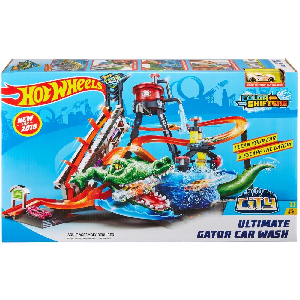 Hot Wheels Ultimate Gator Car Wash Play Set with Color Shifters Car, Ages 5-8, Large-Scale, Interactive Features