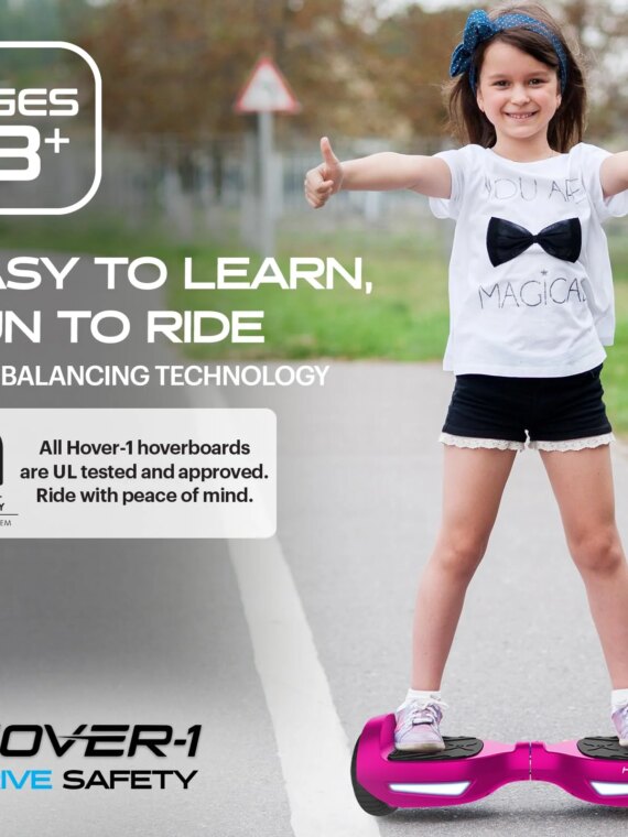 Hover-1 Drive Electric Hoverboard, 7MPH, 6.5" Wheels, LED Lights, UL2272 Certified