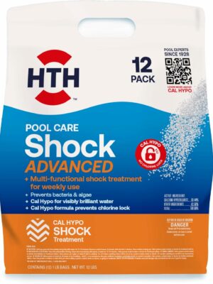 HTH 52037 Pool Shock Treatment, 4-in-1 Fast-Dissolving Cal Hypo Formula, 12 Pack