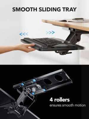 HUANUO Adjustable 360° Keyboard Tray with Full Motion & Height Adjustment – Under Desk Ergonomic Space Saver