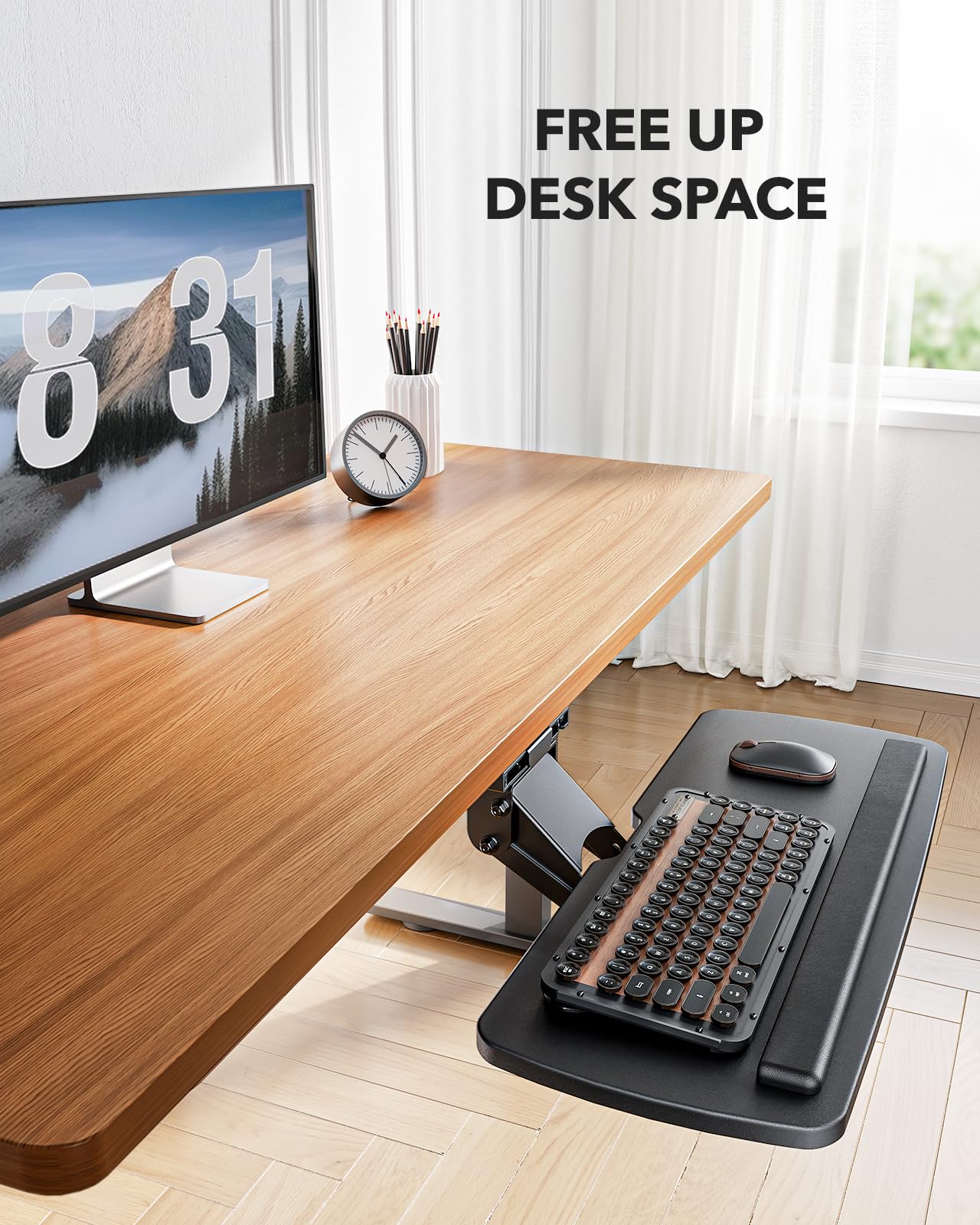 HUANUO Adjustable 360° Keyboard Tray with Full Motion & Height Adjustment - Under Desk Ergonomic Space Saver