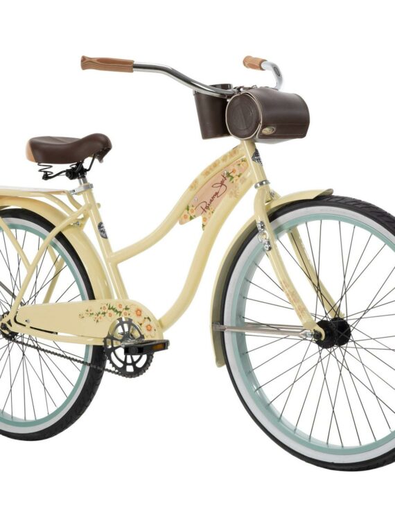Huffy Panama Jack Women's 26" Beach Cruiser Bike, Steel Frame, Coaster Brakes, Pale Yellow
