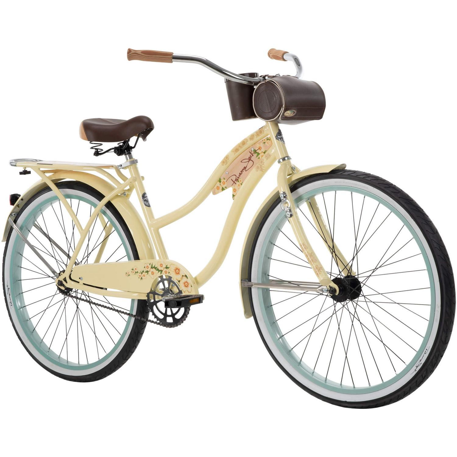 Huffy Panama Jack Women's 26" Beach Cruiser Bike, Steel Frame, Coaster Brakes, Pale Yellow