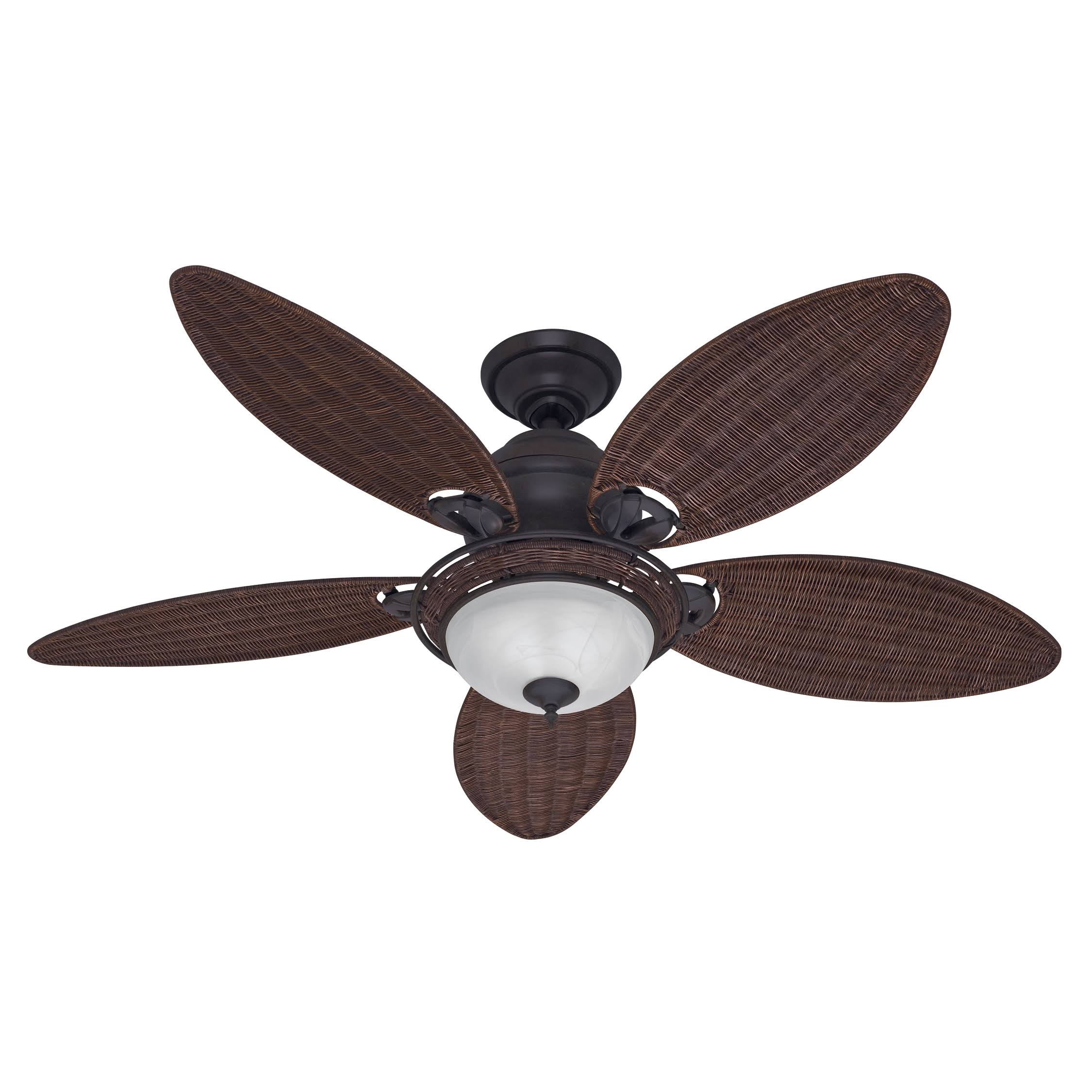 Hunter Caribbean Breeze 54" Ceiling Fan with Light, Weathered Bronze & Dark Wicker Blades - Tropical Indoor Comfort