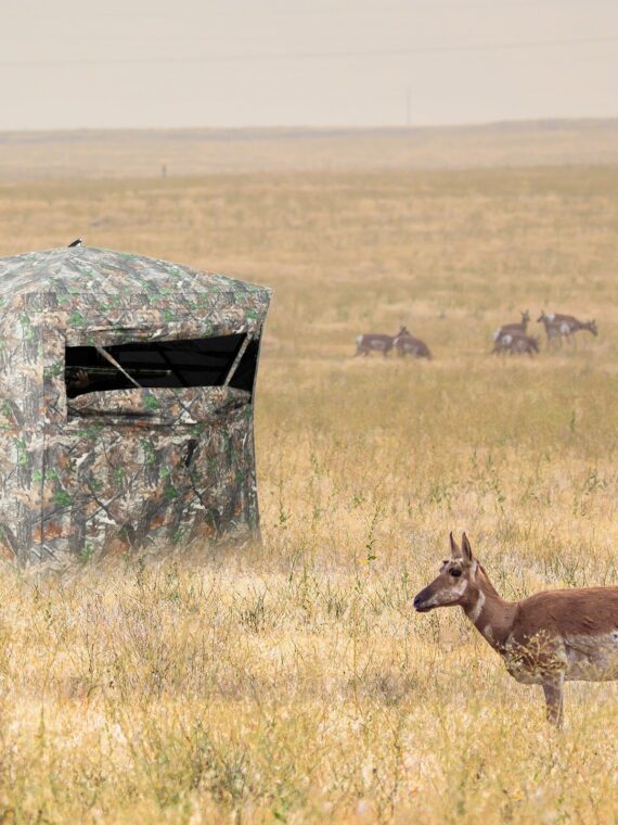 HUNTSEN 270° See-Through Hunting Blind for 2-3 People - Silent, Camo, Lightweight & Durable