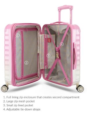iFLY 20″ Hardside Fibertech Carry-on Luggage, Strawberry Lemonade, 360° Wheels, Expandable, ABS/PC Construction