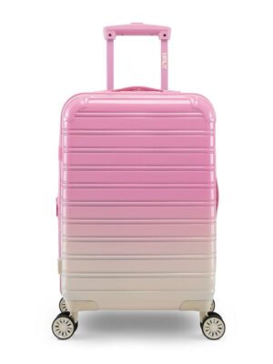 iFLY 20" Hardside Fibertech Carry-on Luggage, Strawberry Lemonade, 360° Wheels, Expandable, ABS/PC Construction