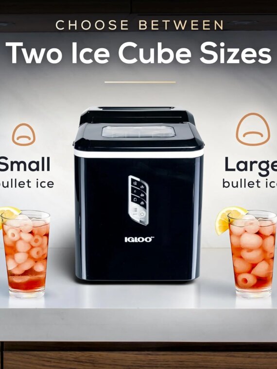 Igloo Automatic Ice Maker, Self-Cleaning, Compact Countertop, 26 lbs/Day, Dual Ice Sizes