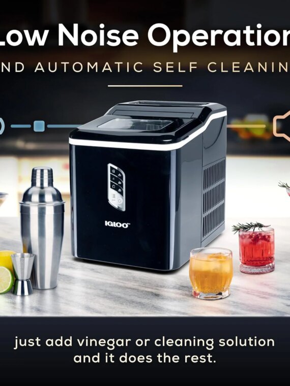 Igloo Automatic Ice Maker, Self-Cleaning, Compact Countertop, 26 lbs/Day, Dual Ice Sizes