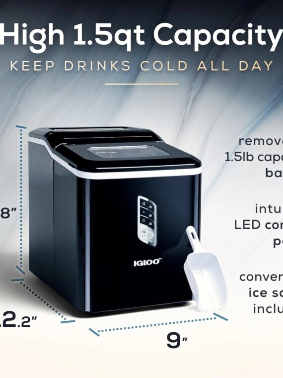 Igloo Automatic Ice Maker, Self-Cleaning, Compact Countertop, 26 lbs/Day, Dual Ice Sizes