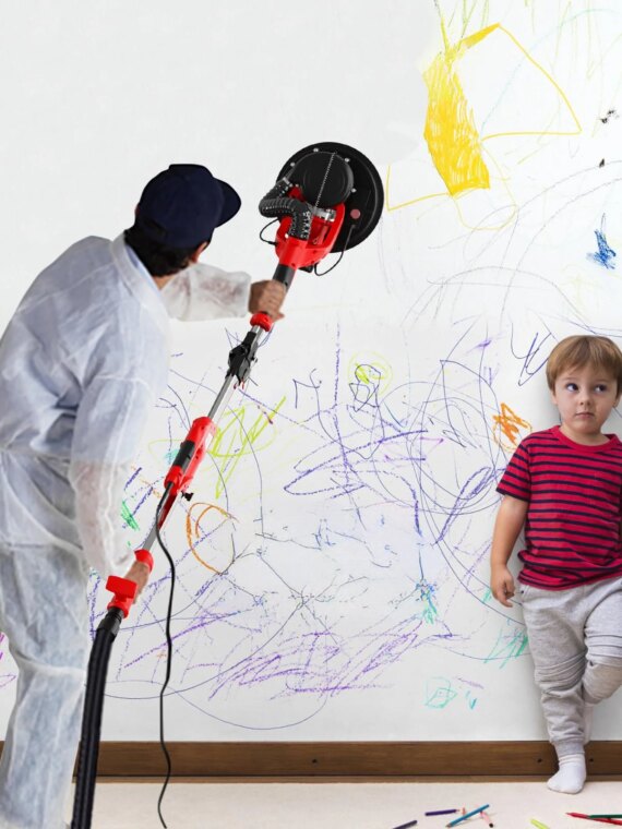 IMQUALI 750W Drywall Sander with 7 Variable Speeds, LED Light, Dust Collection, Folding Handle & Extension Pole