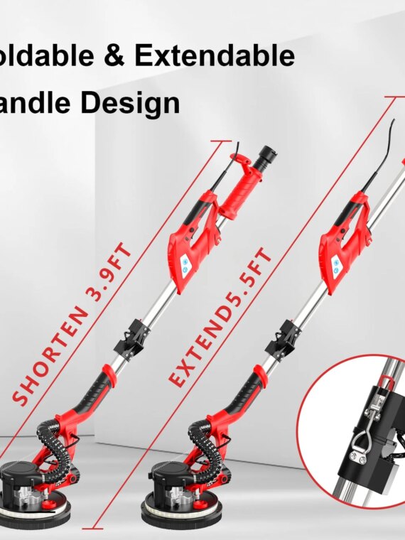 IMQUALI 750W Drywall Sander with 7 Variable Speeds, LED Light, Dust Collection, Folding Handle & Extension Pole