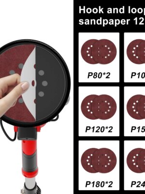 IMQUALI 750W Drywall Sander with 7 Variable Speeds, LED Light, Dust Collection, Folding Handle & Extension Pole