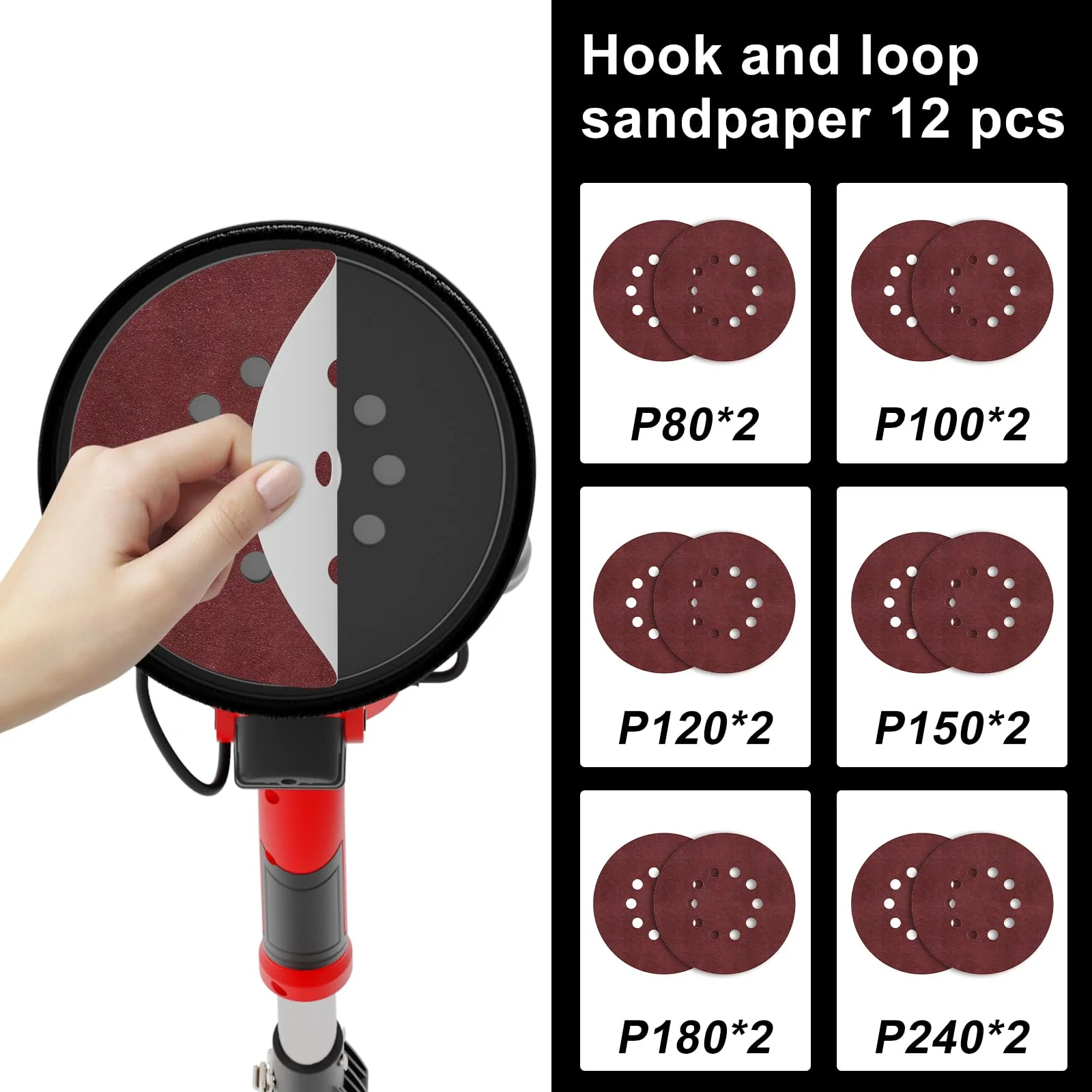 IMQUALI 750W Drywall Sander with 7 Variable Speeds, LED Light, Dust Collection, Folding Handle & Extension Pole