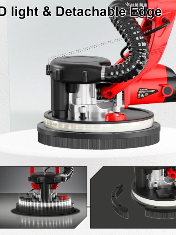 IMQUALI 750W Drywall Sander with 7 Variable Speeds, LED Light, Dust Collection, Folding Handle & Extension Pole