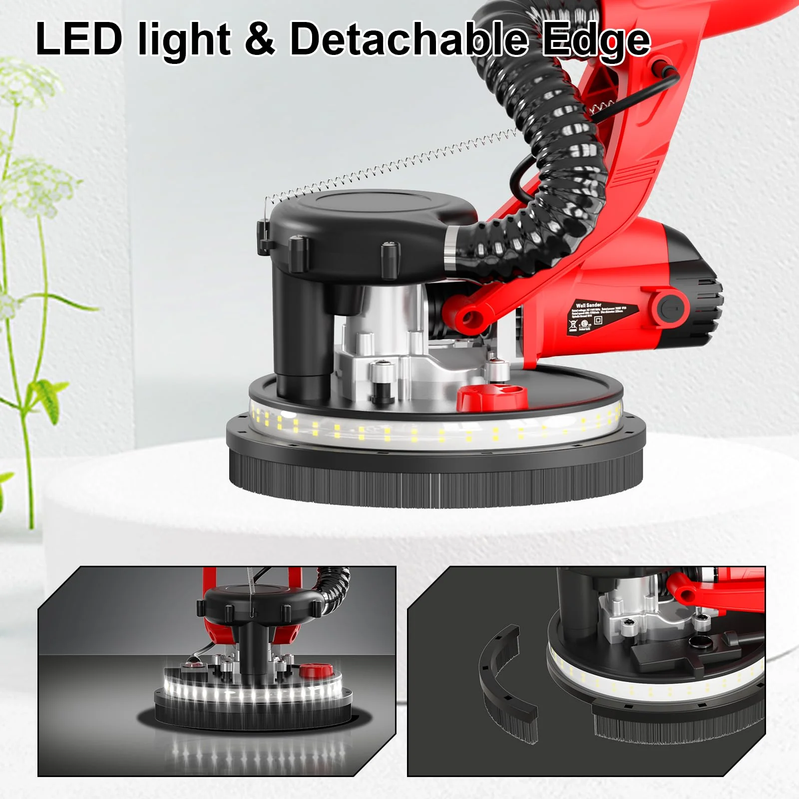 IMQUALI 750W Drywall Sander with 7 Variable Speeds, LED Light, Dust Collection, Folding Handle & Extension Pole