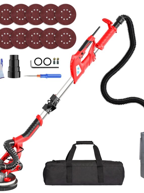 IMQUALI 750W Drywall Sander with 7 Variable Speeds, LED Light, Dust Collection, Folding Handle & Extension Pole