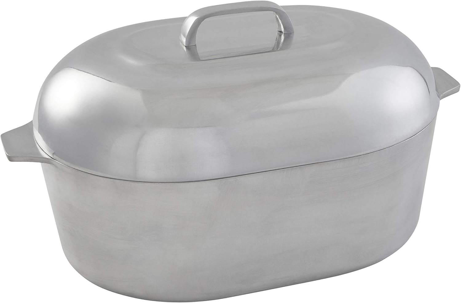 IMUSA USA 18" Heavy-Duty Oval Cast Aluminum Roaster with Steamer Inserts, Silver