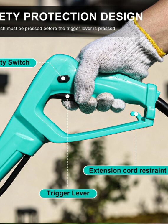 Incwbo 10.5-Amp Electric Garden Tiller, 12-Inch Width, 8-Inch Depth, with Overload Protection