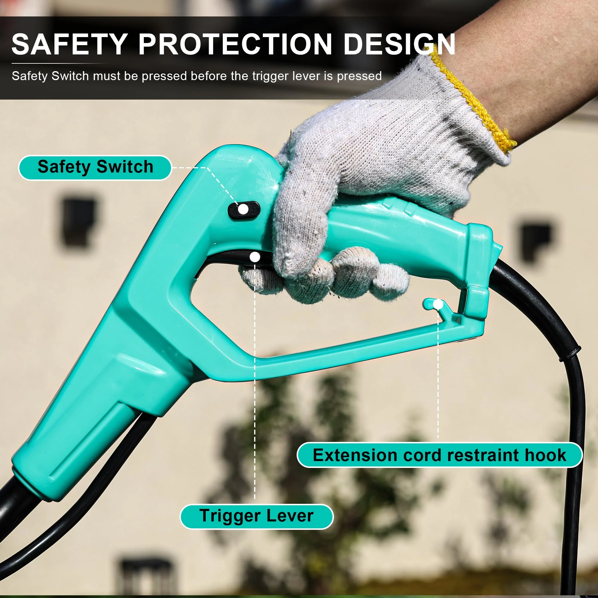 Incwbo 10.5-Amp Electric Garden Tiller, 12-Inch Width, 8-Inch Depth, with Overload Protection