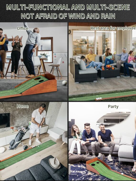 Indoor-Outdoor Golf Putting Green Mat with Ball Return System - Practice Mat for All Skill Levels