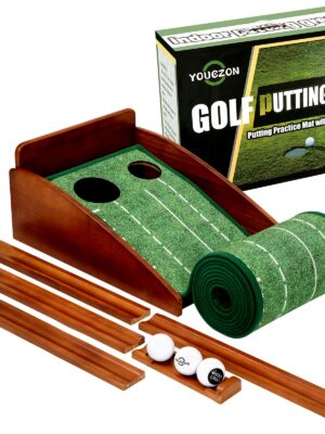 Indoor-Outdoor Golf Putting Green Mat with Ball Return System – Practice Mat for All Skill Levels