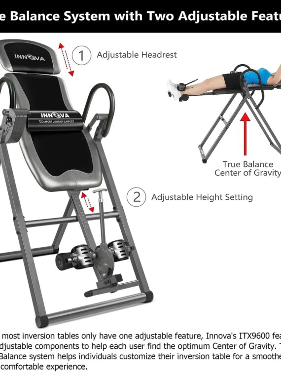 Innova ITX9688 Heavy Duty Inversion Table with Adjustable Headrest & 6-Angle Pin System, Supports Up to 300 lbs
