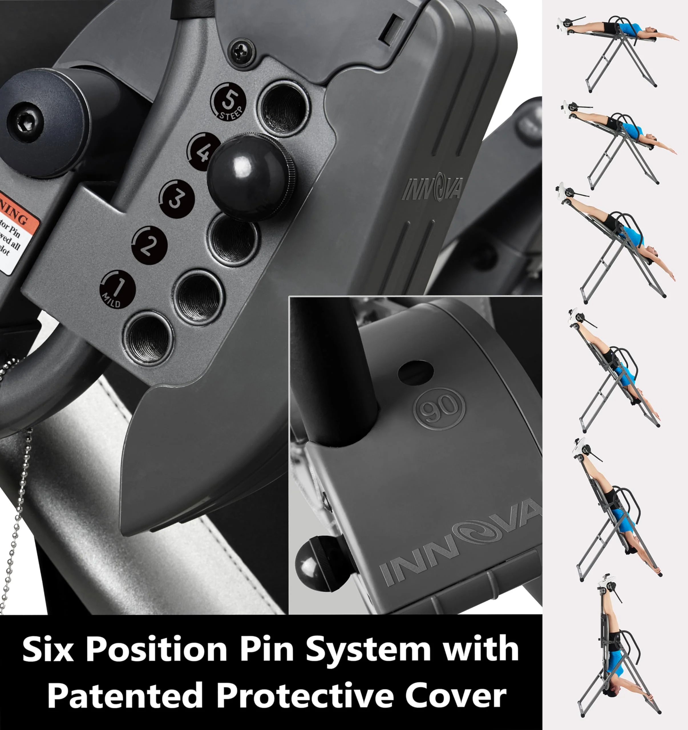 Innova ITX9688 Heavy Duty Inversion Table with Adjustable Headrest & 6-Angle Pin System, Supports Up to 300 lbs