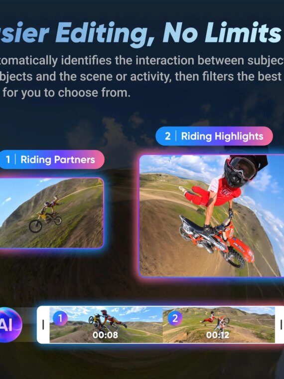 Insta360 8K Waterproof 360 Action Camera with HDR, FlowState Stabilization, and Invisible Selfie Stick Effect