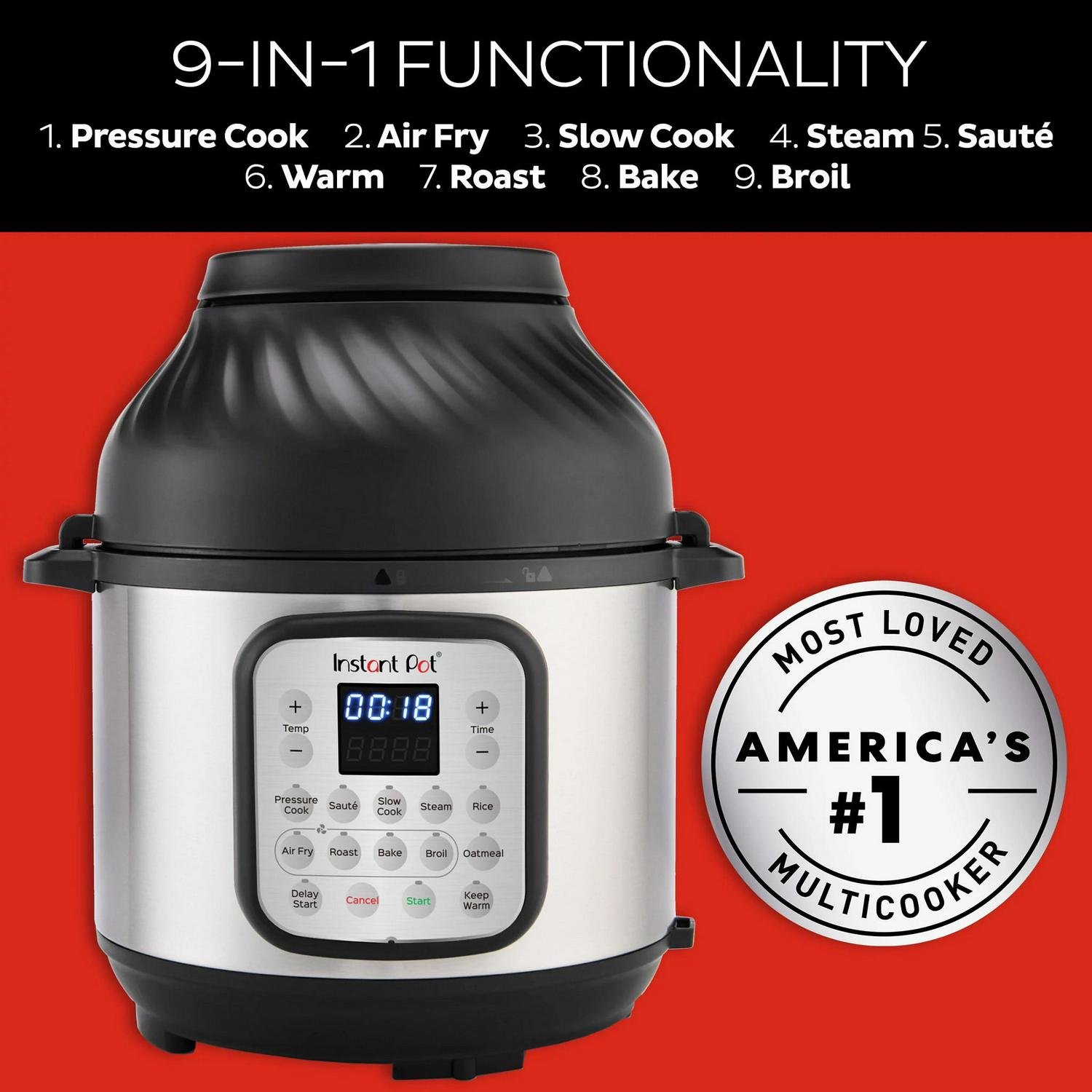Instant Pot 8 Quart Crisp 9-in-1 Multi-Cooker & Air Fryer, Stainless Steel, Large Capacity