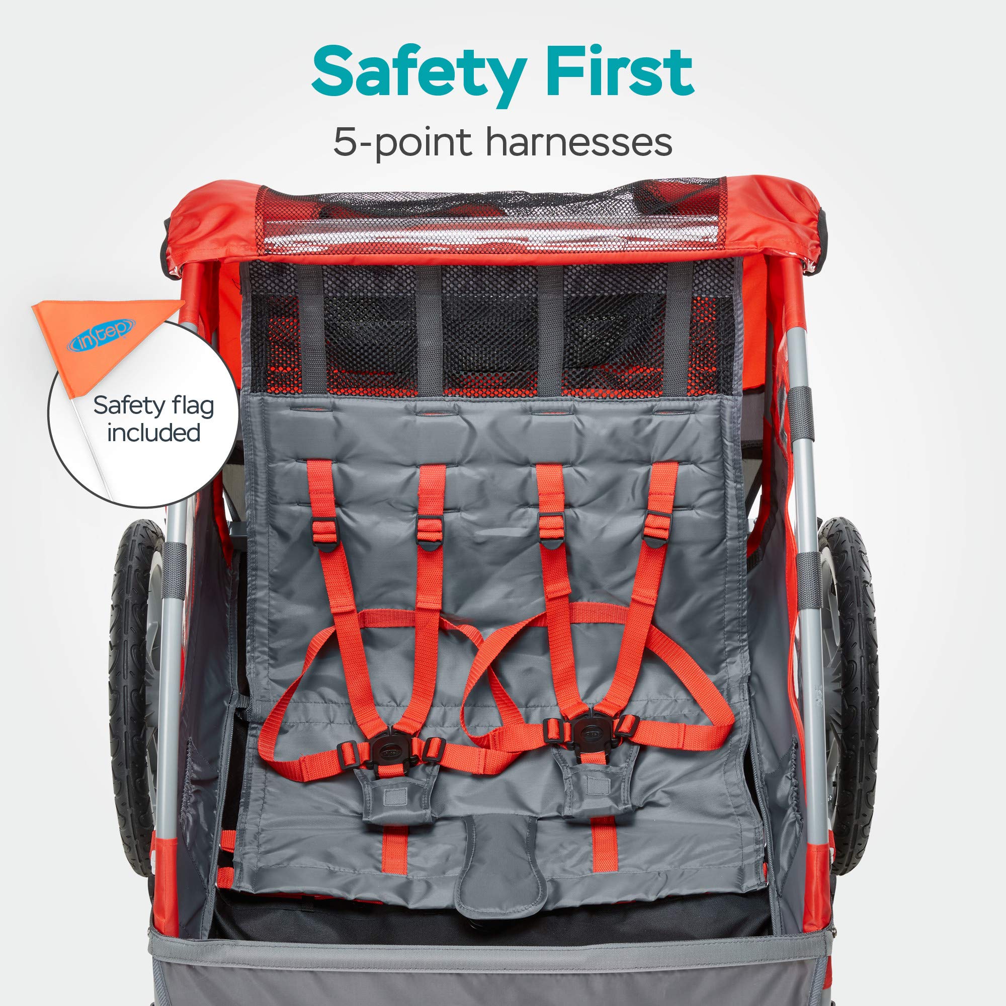 Instep Sync & Take 2 Kids Bike Trailer, Steel Frame, 2-Seater, 16" Tires, Weather Shield