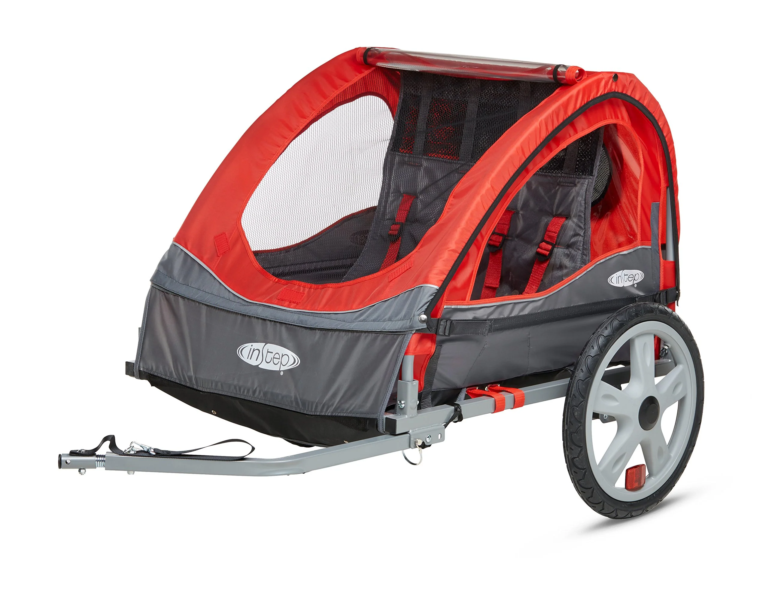 Instep Sync & Take 2 Kids Bike Trailer, Steel Frame, 2-Seater, 16" Tires, Weather Shield