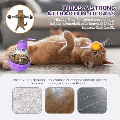 Interactive Cat Toy by [Brand Name] - Multi-Functional Wand with Food Dispenser & Glowing Ball for Indoor Cats