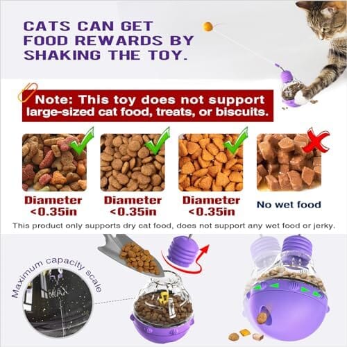 Interactive Cat Toy by [Brand Name] - Multi-Functional Wand with Food Dispenser & Glowing Ball for Indoor Cats