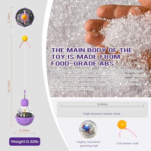 Interactive Cat Toy by [Brand Name] - Multi-Functional Wand with Food Dispenser & Glowing Ball for Indoor Cats