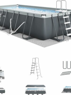 Intex Rectangular Above Ground Pool Set with Sand Filter Pump, Cover & Ladder - 4545 Gallons, 26355EH Model