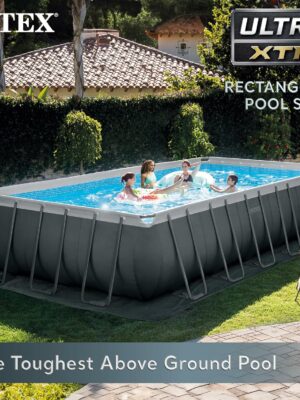 Intex Rectangular Above Ground Pool Set with Sand Filter Pump, Cover & Ladder – 4545 Gallons, 26355EH Model