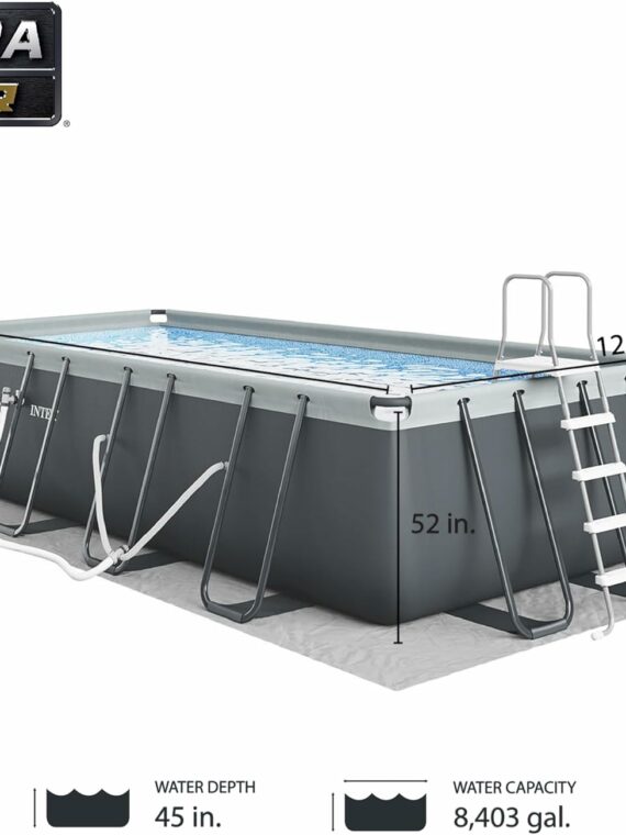 Intex Rectangular Above Ground Pool Set with Sand Filter Pump, Cover & Ladder - 4545 Gallons, 26355EH Model